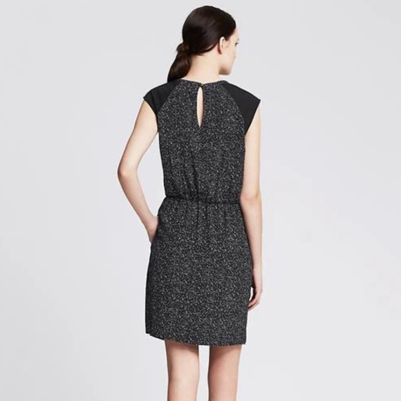 Banana Republic Printed Mesh-Inset Dress Black and White Size 10 - Picture 2 of 11